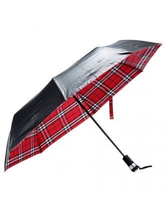 Burberry Red Check-Lined Folding Umbrella
