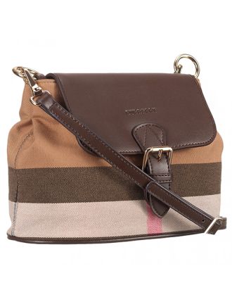 Burberry Canvas Check And Brown Leather Crossbody Bag 18926906