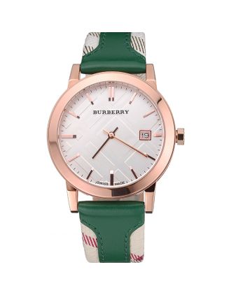 Burberry The City Classic Silver Dial Green Bracelet 622564