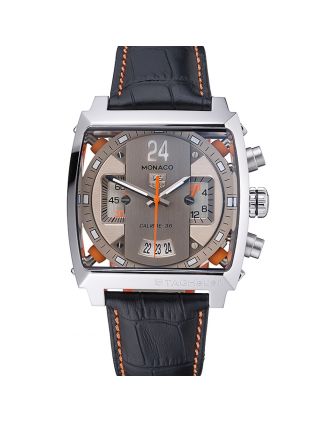 Tag Heuer Monaco 24 Calibre 36 Chronograph Gold And Beige Dial Black Leather Strap 622274