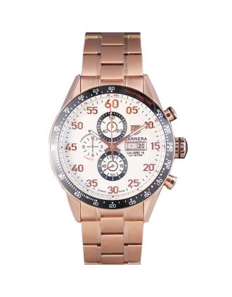 Tag Heuer Carrera Rose Gold Bracelet White Dial 801442