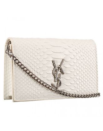 Saint Laurent Monogram Crossbody Python Leather Silver Hardware White Medium Bag 18926868