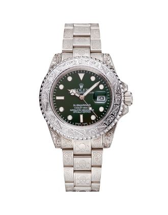 Rolex Submariner Skull Limited Edition Green Dial White Case And Bracelet 1454080