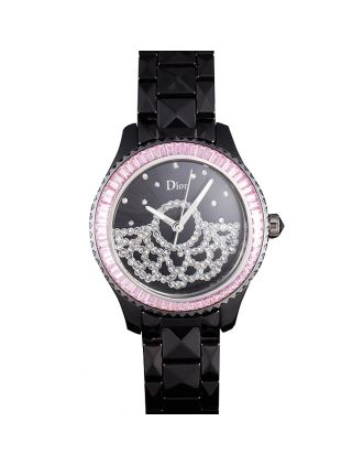 Dior VIII Baguette Cut Pink Diamonds with Diamond Encrusted Dial cd14 621367