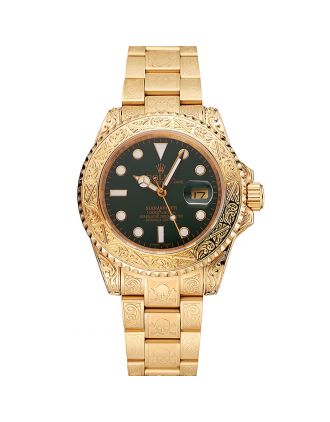 Swiss Rolex Submariner Skull Limited Edition Green Dial Gold Case And Bracelet 1454088