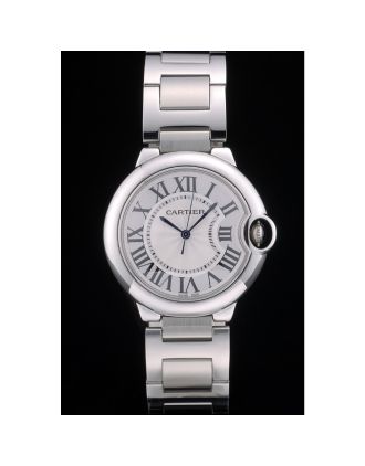 Cartier Ballon Bleu 38mm White Dial Stainless Steel Case Two Tone Silver Bracelet