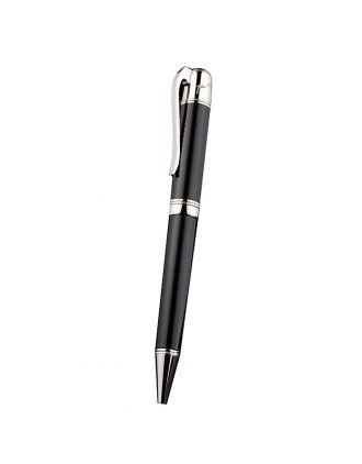 MontBlanc Silver Tipped And Rimmed Black Enamel Ballpoint Pen With MB Engraving