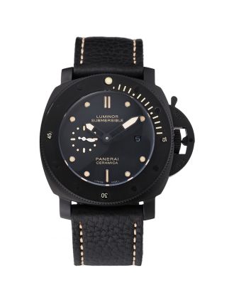 Panerai Luminor Submersible Black Dial Black Case Black Leather Strap