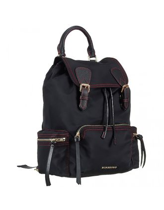 Burberry Large Backpack Black Nylon Red Leather Trim 18927041