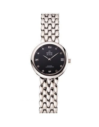 Omega De Ville Prestige No Date Dark Grey Dial With Diamonds Stainless Steel Case And Bracelet