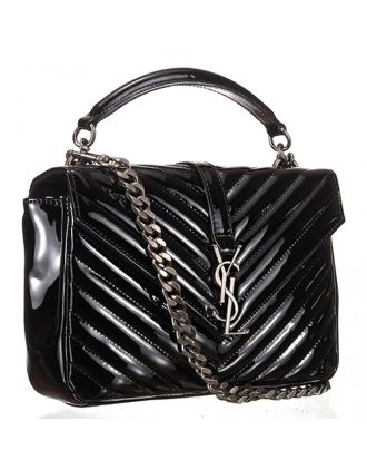 Saint Laurent College Monogram Patent Leather Medium Black Bag 18927010