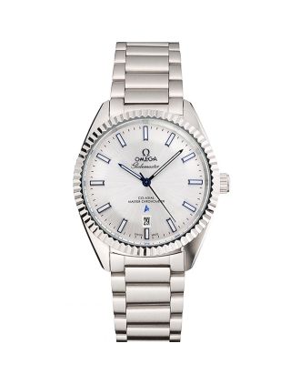Omega Globemaster Silver Dial Blue Hands Stainless Steel Case And Bracelet