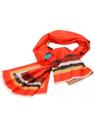 Fendi Red Orange Pirouette Scarf 621717