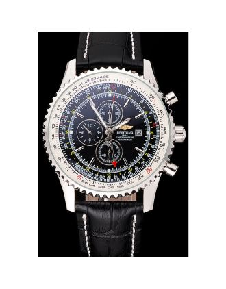 Breitling Navitimer World Black Dial Black Leather Bracelet 622513