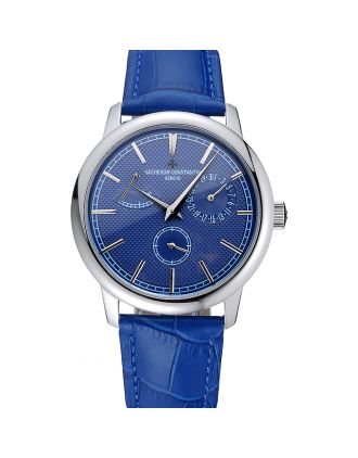 Vacheron Constantin Patrimony Power Reserve Blue Dial Silver Case Blue Leather Bracelet 1454263