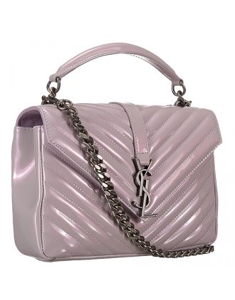 Saint Laurent College Monogram Patent Leather Medium Dusty Rose Bag 18927012