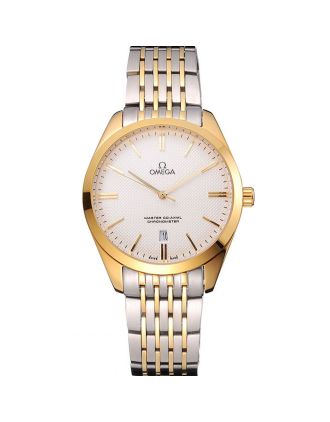 Omega Tresor Master Co-Axial White Dial Gold Case Two Tone Stainless Steel Bracelet