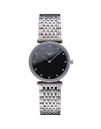 Longines La Grande Classique Stainless Steel Black Dial Diamond Bezel Homme 622107