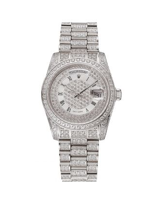 Swiss Rolex Day-Date Diamond Pave Dial Diamond Case Diamond Bracelet 1453950