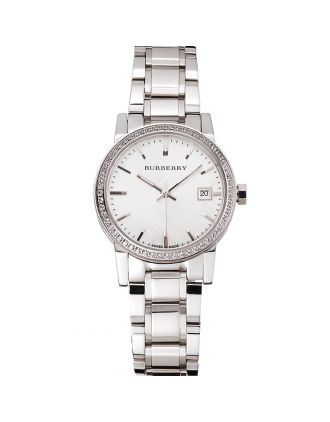 Burberry The City White Dial Diamond Bezel Stainless Steel Case And Bracelet