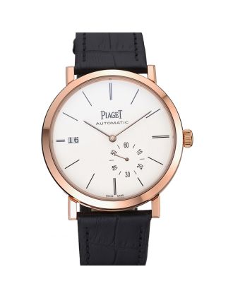 Piaget Altiplano Gold Case White Dial Black Leather Bracelet 622628