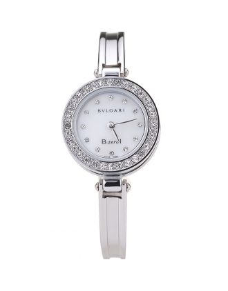 Bvlgari B.ZERO1 24mm White Dial Stainless Steel Case With Diamonds Steel Bracelet