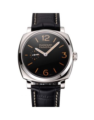 Swiss Panerai Radiomir Black Dial Stainless Steel Case Black Leather Strap