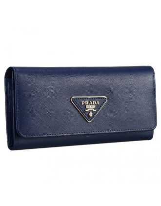 Prada Tessuto Saffiano Dark Blue Wallet