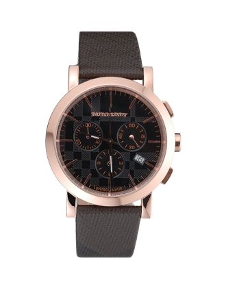 Burberry The City Classic Chronograph Black Dial Smoked Trench Bracelet 622573