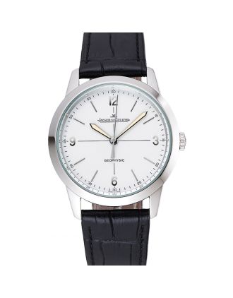 Jaeger LeCoultre Geophysic White Dial Silver Case Black Leather Bracelet 1454040