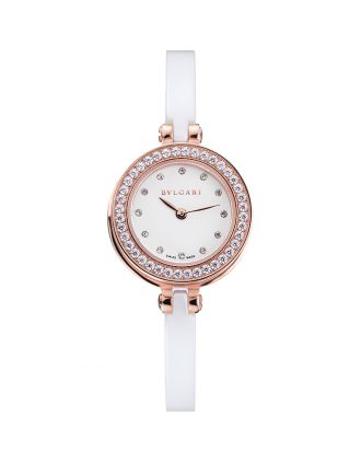 Bvlgari B.ZERO1 White Dial Rose Gold Diamond Case White Bracelet 1454205