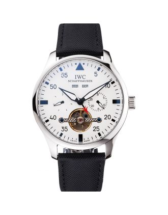IWC Pilot Tourbillon White Dial Stainless Steel Case Black Textile Strap