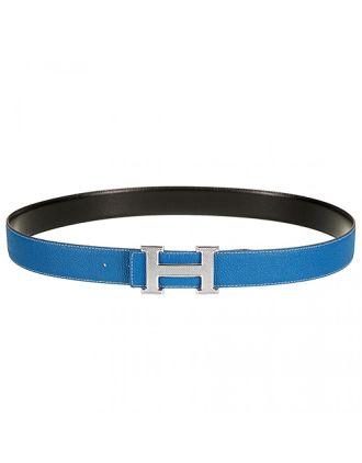 Hermes Blue With Silver "H" Buckle Closure Belt