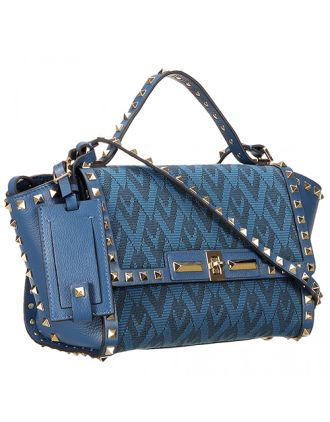 Valentino Viva Valentino Fabric Medium Tote Bag Blue