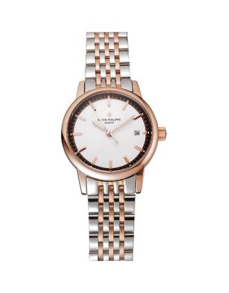 Patek Philippe Calatrava Ladies White Dial Rose Gold Case Two Tone Bracelet 1453832