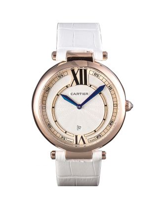 Cartier Ballon Bleu White Leather Strap 621449