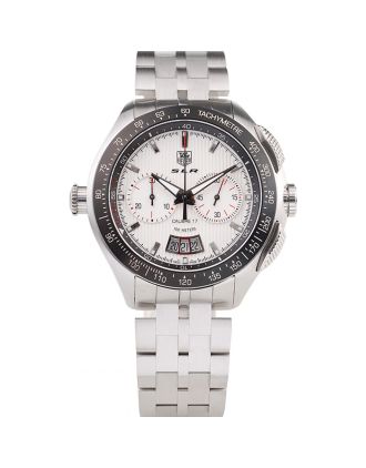 Tag Heuer Swiss SLR Tachymeter Bezel Stainless Steel White Dial