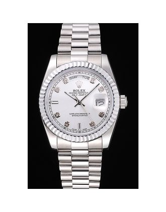 Rolex Day-Date Polished Stainless Steel Silver Dial
