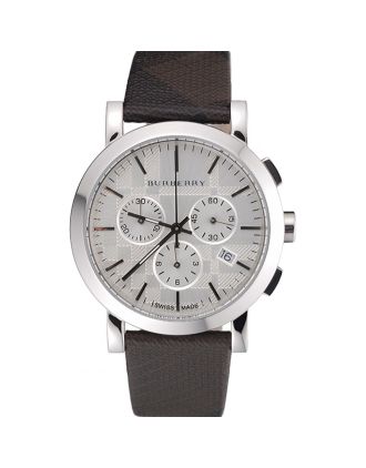 Burberry The City Classic Chronograph Silver Dial Smoked Trench Bracelet 622572