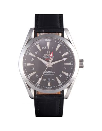 Omega Seamaster Black Dial with Black Leather Band 621574