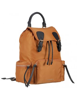 Burberry Large Backpack Tan Nylon Black Leather Trim 18927042