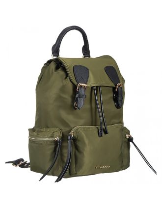 Burberry Large Backpack Green Nylon Black Leather Trim 18927039