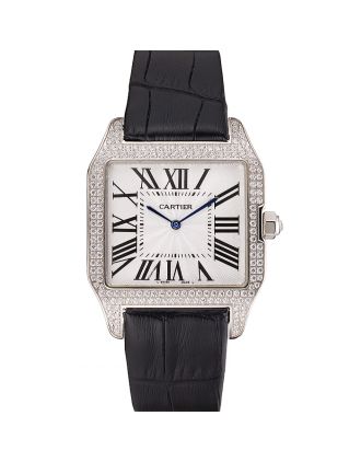 Cartier Santos 100 Diamond Silver Bezel 621924