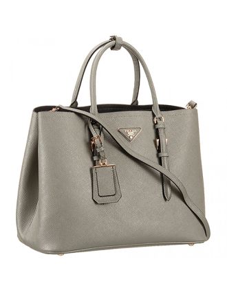Prada Saffiano Double Tote Grey