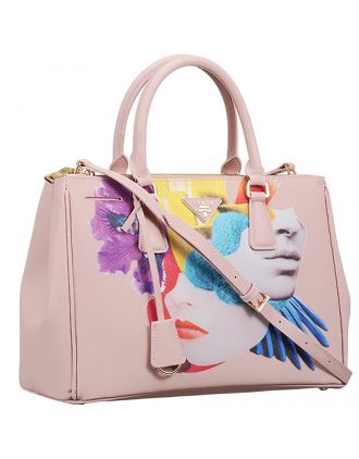 Prada Double Tote Colage-Print Pink Bag 18927274