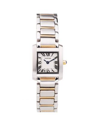 Cartier Tank Francaise 22mm White Dial Stainless Steel Case Two Tone Bracelet