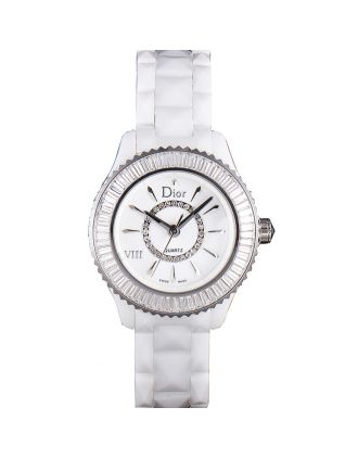 Dior VIII Baguette Cut White Diamonds with Diamond Encrusted Dial cd06 621359