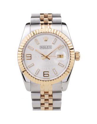 Rolex DateJust Two Tone Stainless Steel 18k Gold Plated Silver Dial 98084