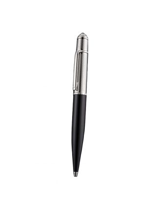 Cartier Silver Rimmed Silver Wave Pattern Upper Body Black Ballpoint Pen 622768