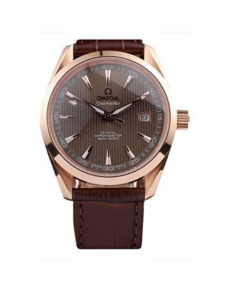Omega Swiss Seamaster Railmaster Brown Strap Brown Striped Dial